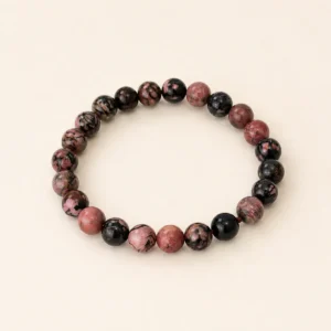 Pulsera de Rodonita con Vetas Negras